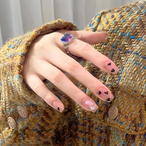 Unhas falsas coração decalques de arte de unha kits de amuletos de metal amor metálico diy decorações de manicure para namorados