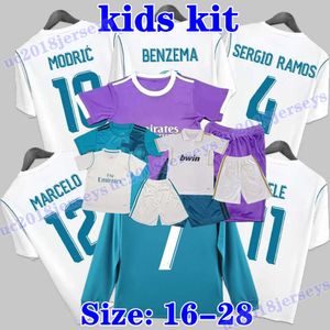 Retro clássico real crianças camisas de futebol 2011 12 16 17 18 Benzema Marcelo ISCO CARVAL BALE SERGIO RAMOS Madrids Ronaldo Crianças Meninos