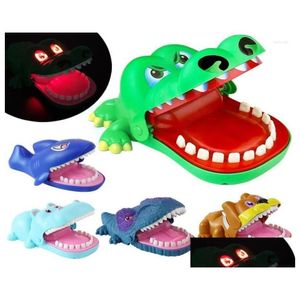 Party Masks Party Masks Creative Big Size Cogodile Mouth Dentist Bite Finger Game Funny Gags With Light amp Sound Toy for Kids Family Dhpzw