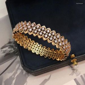 Bangle Lace Mesh Design Handmade Italian Craft Bracelets Gold Plated Dubai Bangles Women's Luxury Jewelry For Arabian Wedding Party