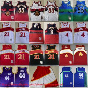 Classic Retro 1996-97 Basketbol 55 Dikembe Mutombo Jersey Klasik Vintage Dikiş 4 Spud Webb 8 Steve Smith Forma Retro Nefes Alabilir Spor Gömlekleri Dominique