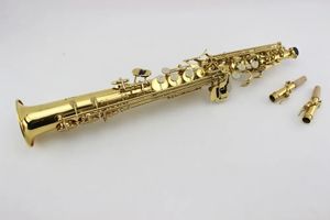 Margewate bb tune saxofone soprano esculpido latão ouro laca tubo reto b plana soprano sax instrumento musical com caso