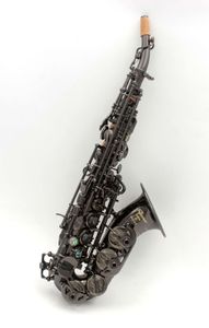 Pro Eastern Music shiny black plated curved soprano saxophone with engravings <<