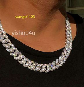 12mm Miami Cuban Bubble Link Chain Necklace Bracelets 14k White Gold Plated Diamond Real ICY Choker 16-22inch Cubic Zirconia Jewelry