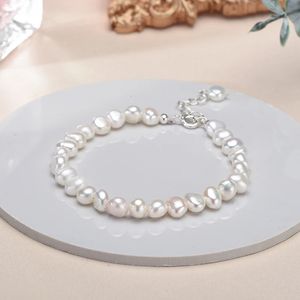 Chaîne 56mm Bracelet de perles baroques de culture d'eau douce extensible blanc pour femmes cadeau femme filles mère 925 bracelets en argent sterling 231204