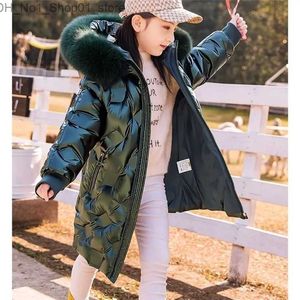 Para baixo casaco 2023 meninas parka casacos longos inverno impermeável gola de pele com capuz jaquetas grandes crianças grosso quente algodão outerwear adolescente snowsuit q231205