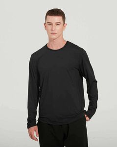Ll Men's Long Sleeve Tops Den grundläggande Yoga Sports T-shirt Hög elastisk hastighet Dry Round Neck Fitness Gym kläder Kör avslappnad träning Fashionabla kläder