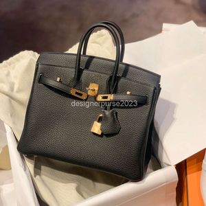 Tote Lady Classic Bag designer väskor high end läder handgjorda vaxlinje togo kalv bk30cm kvinnors svarta handväskor lång rem 30 cm