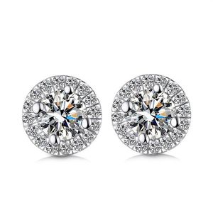 9K 14K 18K Gold Stud Round Shape Group Setting D F Color VVS Clarity Moissanite Stone Earring Beautiful Forever Brilliant273Z