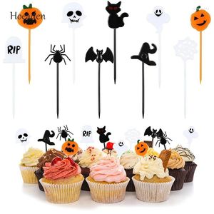 Forks Halloween Christmas Fruit Fork Cartoon Pattern Picking Cupcake Decorating Insert Card Tema festa di compleanno