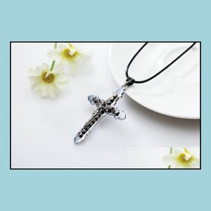 Hänge halsband korsa Jesus Kristus Crucifix katolik med läderkedjan halsband skönhet släppleverans smycken hängen dhiac