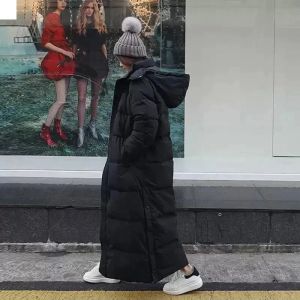 2023 Long Super Padded Jacket New Korean Over-The-Knee Fashion Parkas Winter Female Thick Black Down Cotton Coat