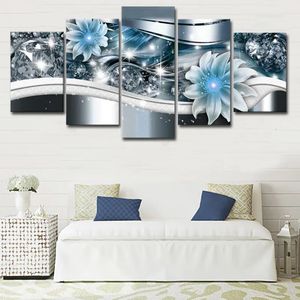 Paintings 5Pcs Flower Diamond Modern Canvas Painting Background Wall Art Poster Picture Decorations for Living Room Home Decor 231205