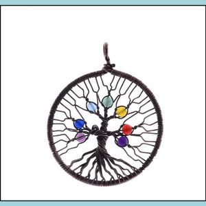 Hänge halsband Rainbow Chakra Tree of Life Quartz Wisdom Choker Halsband Drop Leverans smycken Pendants Dhuiz