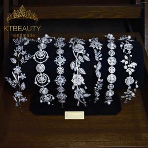 Hair Clips KTBEAUTY 9 Designs Lucury White Transparent Accessories Zirconia Flowers And Leafs Dressing Tiara Crowns Bridal Jewelry