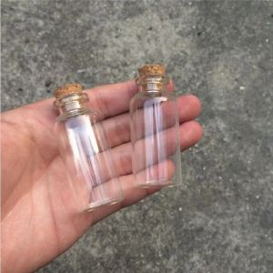 50pcs Mini Clear Cork Stopper Cam Şişeler Şişe Kavanoz Konteynerleri Mason Kavanoz Küçük Dilek Şişesi Düğün Dekorasyonu için Cork ile S020C ZZ