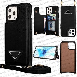 Custodia per iPhone Custodia per telefono di design per iPhone 15 Pro Max Custodie Porta carte Apple iPhone 14 Pro Max 13 Pro 12 11 XR XS Max 15 Plus Custodia in pelle Crossbody Triangle P Cover mobile