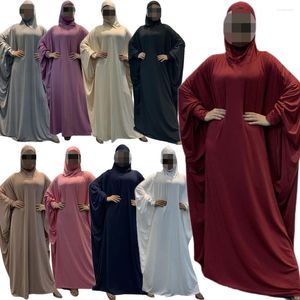 Etniska kläder blygsamma overhead abaya muslimska kvinnor bön plagg huva klänning robe arabiska kaftan khimar abayas klänning eid ramadan islamisk