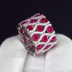 KQDANCE Woman S Stworzenie szmaragdowego tanzanitowego rubinowego pierścienia z zielonym niebieskim czerwonym kamieniem 18K Białe złote pierścienie dla kobiet biżuteria 220726287p
