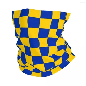 Lenços xadrez xadrez amarelo e azul bandana pescoço gaiter balaclavas máscara facial cachecol multi-uso bandana correndo unisex adulto