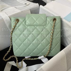 12A Upgrade Mirror Quality Designer Piccola borsa tote vintage 20 cm Borse da donna trapuntate in vera pelle Borse di lusso con logo grande Borsa a tracolla con catena in pelle di agnello verde