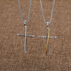 925 Sterling Silver Necklace Pendant Necklaces Design Punk Zircon Cross Fashion Men Women Jewelry Anniversary Valentine Day Gift 52536