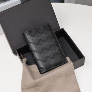 Luxury Brand Design Genuine Leather Woven Fashion Women's Folding Multi Card Slot Bank Card Holder Portable Simple Men's Business Zero Wallet Unisex