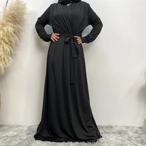 Roupas étnicas Modest Abayas para Mulheres Muçulmanas 2024 Ramadan Cinto Maxi Vestido Islâmico Eid Árabe Robe Dubai Turquia Kaftan Jalabiya Vestido