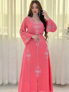 Roupas étnicas Muçulmano Abaya Vestido de Festa para Mulheres Árabe Diamante Lace-up Abayas Vestidos Longos Robe Mulher Elegante Ramadan Vestidos