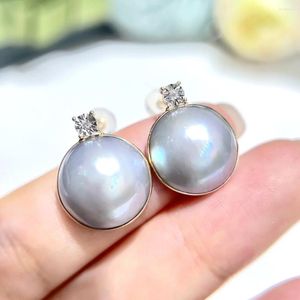 Stud Earrings XX Fine Jewelry Pure 18 K Yellow Gold Natural Salt Sea Water Mabe Pearls 12-13mm For Women Pearl