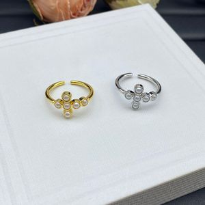 Designer celins anel nova pérola triomphes abertura 18k banda de ouro 1.1 com moda original mulher jóias presente de natal