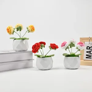 Flores decorativas feitas à mão em vasos de rosas, plantas perfeitas para casa e escritório, decoração de mesa, presentes ideais para amantes artesanais, dia dos namorados