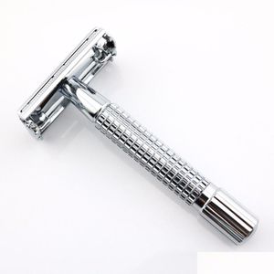 Lâminas de barbear Weishuble Edge Safety Razor Butterfly Shaving Material de latão Cromado 9306-F 100 Pçs/lote Drop Delivery Healt Dhuiv