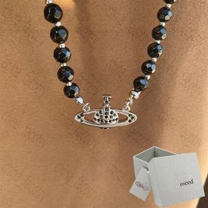 Designer Jewelry Naszyjnik Czarny kryształowy pojedynczy warstwowy Diamentowy Naszyjnik Punk Dark Wind Cllar Chain zarówno dla mężczyzn, jak i kobiet253N