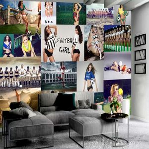 3D 캐릭터 벽화 벽지 섹시한 축구 소녀 3D 벽지 디지털 인쇄 HD 장식 아름다운 벽지 2814