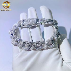 Anpassad guldpläterad isad Sier Infinity 15mm Diamond Chain Moissanite Cuban Link Armband