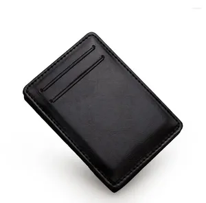 Card Holders Thin Vertical Men Wallet Small PU Leather Elastic Ribbon Purse Mini Solid ID Holder Bank Case For Man