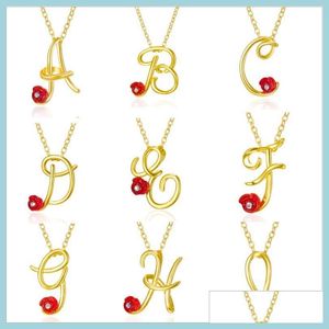 Pendant Necklaces Rose Flower Rhinestone Initial Letter Pendant Necklaces Mix Sier Gold A To Z Necklace Jewelry For Sale Drop Delivery Dhq7S