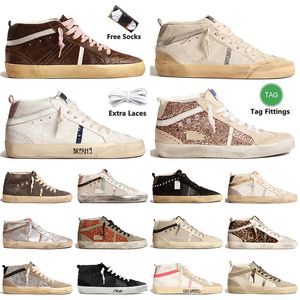 Itlay Brand Luxus-Superstars-Designerschuhe Dhgate-Plattform-Sneakers lila Glitzer mit hellblauen Wildledereinsätzen rosa Gold Gose-Kugelsterne Damen-Herren-Trainer