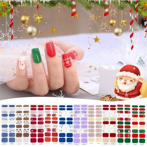 Adesivos decalques natal envoltórios completos unha polonês tiras autoadesivas com brilho curto redondo gel x unhas caixão cama 231216