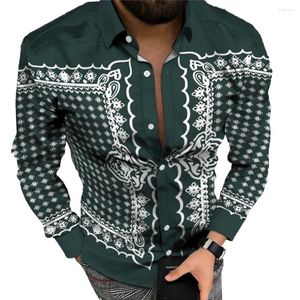 Camicie casual da uomo Barocco 1 camicia Colletto a fascia Estate Inverno Quotidiano Autunno Per le vacanze Bavero Manica lunga Feste Poliestere Stampa Primavera