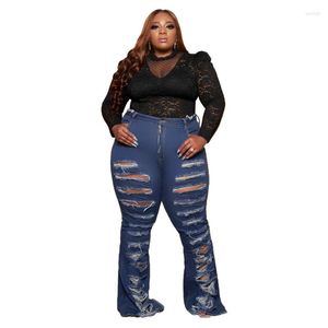 Kvinnors jeans feta kvinnor rippade damer stora storlek plus byxor