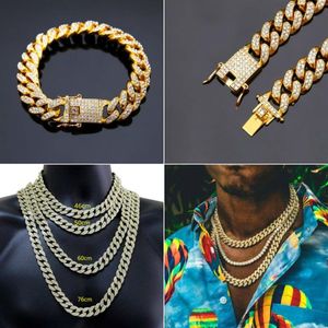 Designer Mens Jewelry 14K Gold Miami Cuban Link Curb Chain 14mm For Mens Womens Halsband Verklig hållbar anti-Narnish Plated181B