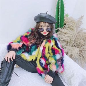 Down Coat Children Fashion Winter Coat Kid's Multicolor Faux Fur Jacka Baby Girl Glam Faux Fur Girls CT096 231204