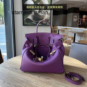 Totes sacos de couro genuíno roxo lichia bolsa de couro grande capacidade camada commuter feminino ombro único mensageiro