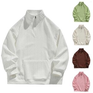 Felpe con cappuccio da uomo Autunno manica lunga Felpa con cerniera mezza aperta Felpa senza cappuccio Top Camicia da esterno Zip a un quarto da uomo