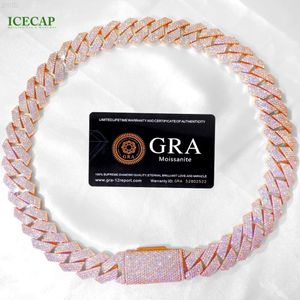 Icecap Wholesale Hiphop Cuban Chain 20mm 24inch 4 Rows Rose Gold Plated Iced Out Moissanite Diamond Cuban Link Chain Necklace