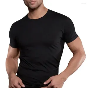 Men's Suits A3053 Men Short Sleeve Black Solid Cotton T-shirt Gyms Fitness Bodybuilding Workout T Shirts Male Summer Casual Slim Tee Tops