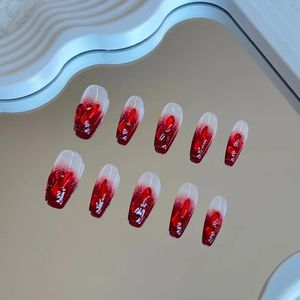 Künstliche Nägel Kunst Fake mit Weihnachtsmädchen-Geschenkset Postizas Faux Ongles Fantaisie 231204