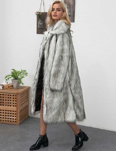 Зимняя женская элегантная куртка из искусственного меха больших размеров, длинная тонкая утолщенная теплая волосатая куртка, модная женская модная теплая верхняя одежда Q231205